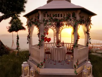 Valentines Day Dinner Blender Scene 3D model