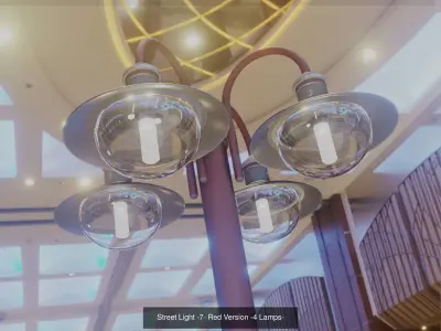 Street Light -7- Red  Version 3D Model Pack