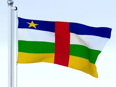 Animated Central African Republic Flag Low-poly 3D model