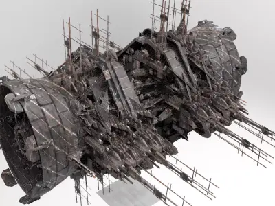 Mega Sci-Fi city Prison ship 3 3D model