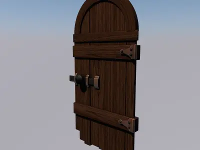 Old Door Low-poly 3D model 3
