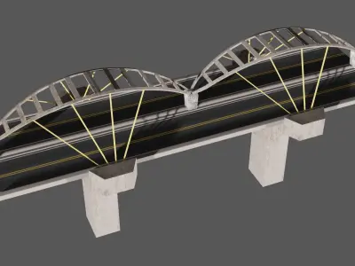 Bridge Model with two metal beams Low-poly 3D model