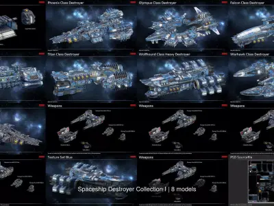 Spaceship Destroyer Collection I 3D Model Pack