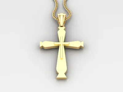 Light Gold 18K Cross Pendant 2CP058 3D print model