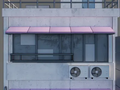 Anime building city 01 3D model