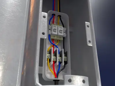 Street Light - lamppost with internal electrics and wiring Low-poly 3D model