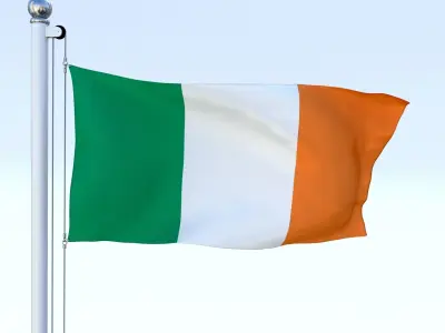 Animated Ireland Flag Low-poly 3D model