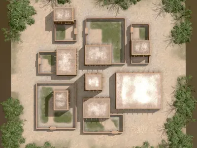 Eastern Village Low-poly 3D model