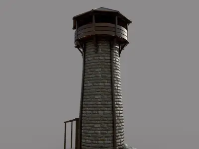 Watch Tower Low-poly 3D model shop