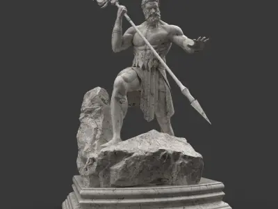 Poseidon Statue Low-poly 3D model