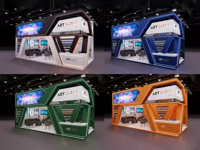 Exhibition booth stand 4 x 8m 3D model