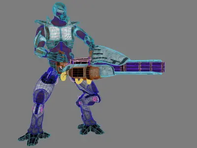 Retro-Futuristic Mechborg with Minigun 3D model
