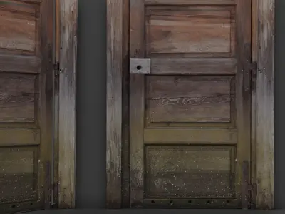 Abandoned Wooden Door Low-poly Low-poly 3D model