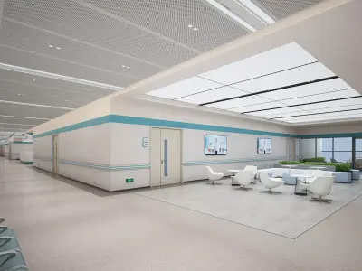 Hospital Corridor Nurses Station 02 3D model