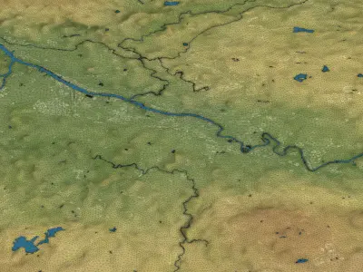 Glasgow - Topography Terrain Low-poly 3D model