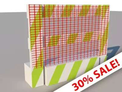 Road block - Barricade Low-poly 3D model
