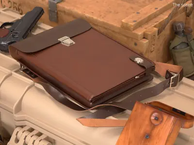  Vintage Cold War Army Map Case with Shoulder Strap Brown 