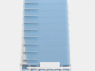 building low poly 3 office with windows Low-poly 3D model