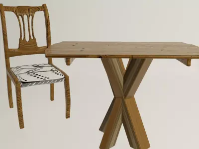 Wooden garden table 3D model