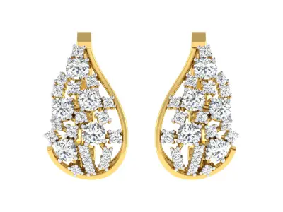 Light Weight Yellow Gold Diamond Earring EZ BI-25 3D print model