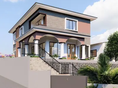 DUPLEX 3 two story house in nigeria 3D model