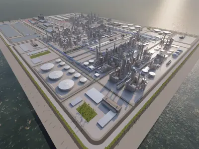 Petrochemical-Industrial Complex and Oil Gas Rig 3D model