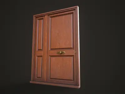 Wooden front door Low-poly 3D model