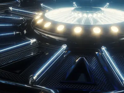 Futuristic Rugby Ball and Stage 3D model