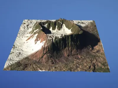 Landscape Environment Volcano Snow 09 Low-poly 3D model