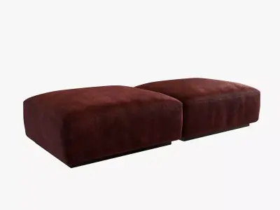 velvet rectangular ottoman 3D model