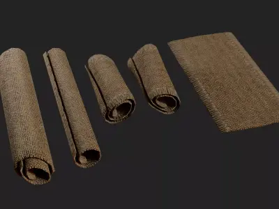 PBR Traditional Woven Floor Mat Game Ready Pack Gundri Low-poly 3D model