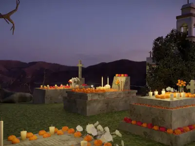 Day of the Dead Graveyard Low-poly 3D model