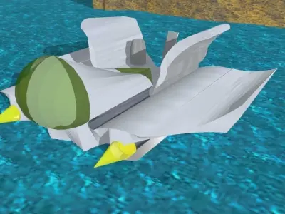 Vaisseau boat floating in water 3D print model