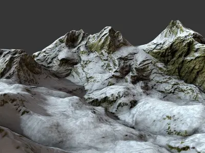 Mountain terrain under the snow Low-poly 3D model purchase