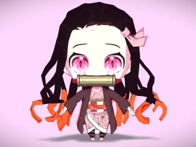 Nezuko chibi from Kimetsu no yaiba Low-poly 3D model