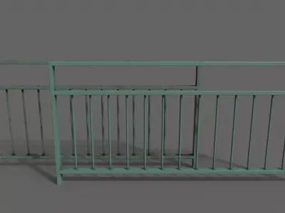 PBR Pedestrian Guard Rail Green V3 Low-poly 3D model