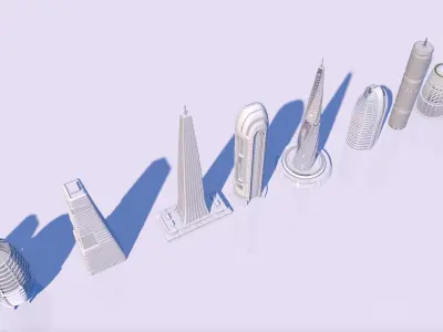 Futuristic skyscrapers downtown 3D model
