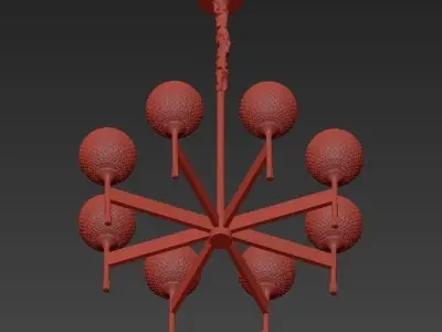 Gola 8 lamp with four balls hanging from it 3D model