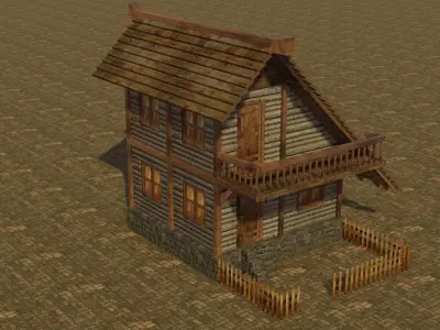 Medieval house 4 Low-poly 3D model