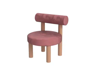 Modern Velvet and Wood Lounge Chair Low-poly 3D model