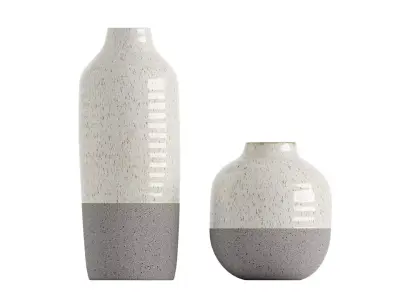 Two ceramic vases in cream and gray colors 3D model