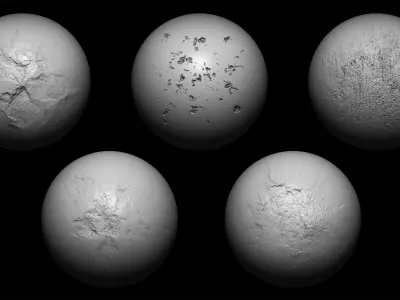 20 Concrete Cracks and Damages Brush  Alphas Texture