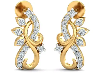 Yellow gold diamond  earring-P2 E-24 3D print model