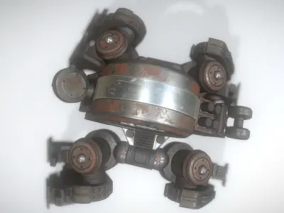 Futuristic Terrain Walker Rusty Version Rigged and Animated Low-poly 3D model