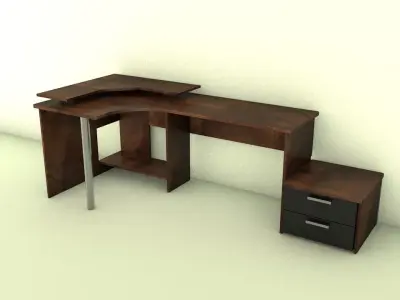 PC table with drawers Free 3D model