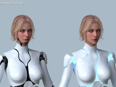 Female Robot R68 Pack Low-poly 3D model