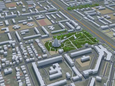 Pavlodar City Kazakhstan Low-poly 3D model
