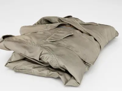 Olive Green military folded uniform field coat jacket  3D model