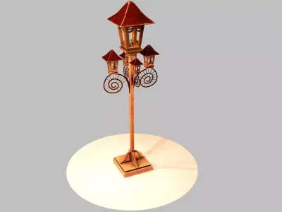 Wooden Lampost 3D model