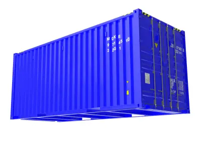 Blue transport 20ft container 3D model